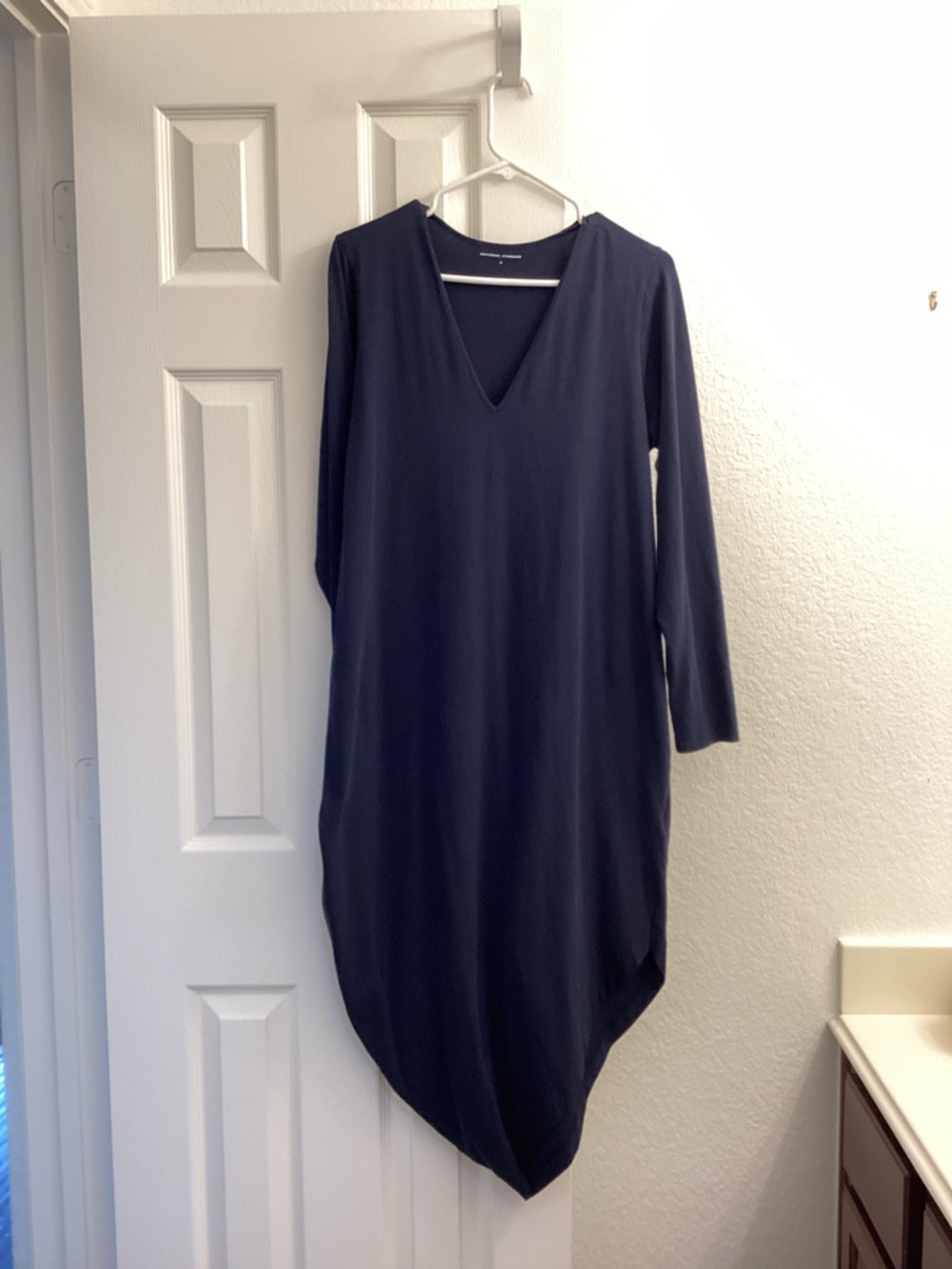Universal Standard Navy V-Neck Long Sleeve Asymmetric Hem Dress